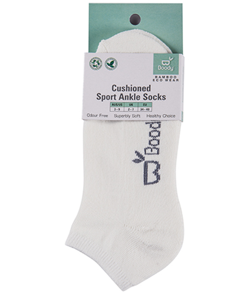 Boody Sport Ankle White Socks 3-9 (2)