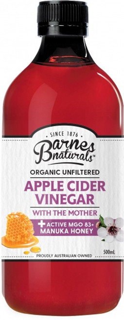 Barnes Naturals  Apple Cider Vinegar  w/Active Manuka 5+ Honey 500ml