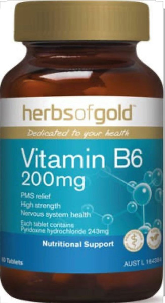 Herbs of Gold Vitamin B6 200mg 60t RRP $24.95
