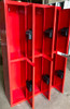 12" wide x 12" deep x 60" high New Overstock Red Locker Double Tier 3 Frames 6 Lockers