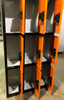 12" wide x 12" deep x 72" high New Overstock Triple Tier Orange and Black Lockers 9 Lockers