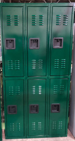 12" wide x 12" deep x 72 high New Overstock Double Tier Green 6 Lockers