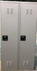 18" wide x 18" deep x 72" high New Overstock Single Tier Grey Lockers 2 Lockers