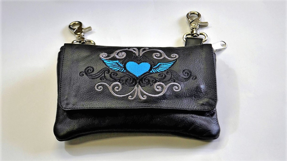 Shop Leather Belt Bag Hip Purse Embroidered Pink Angel Heart Online -  SUNSET LEATHER