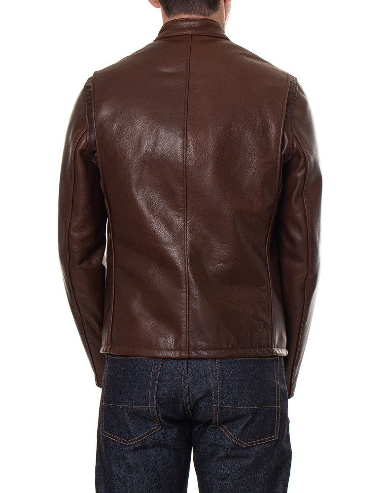 Schott NYC Waxed Natural Pebbled Cowhide Café Leather Jacket