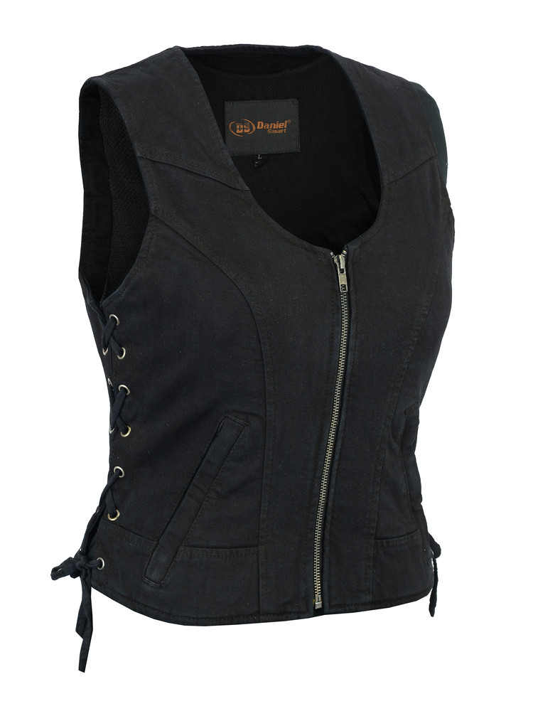 Xelement B285 Men's 'Dirty' Black Denim Motorcycle Vest