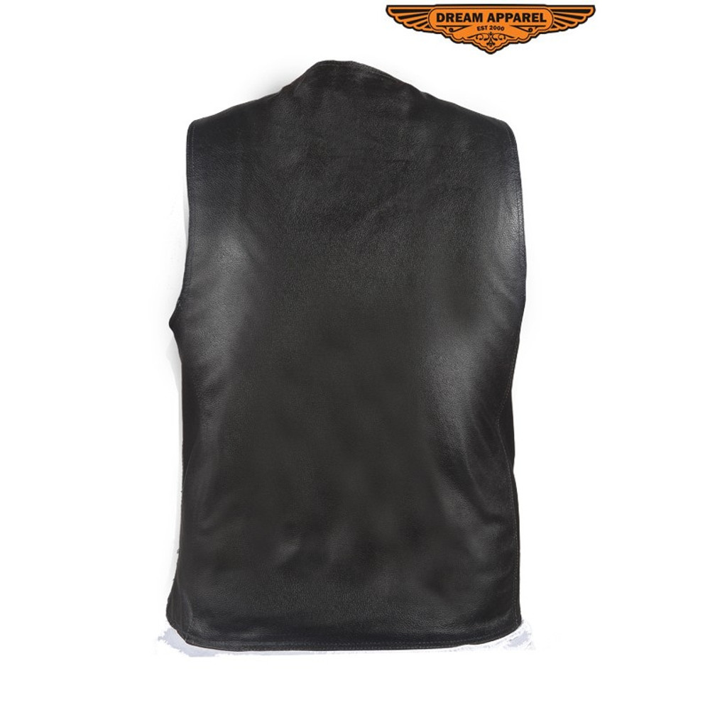 Mens Plain Black Leather Vest
