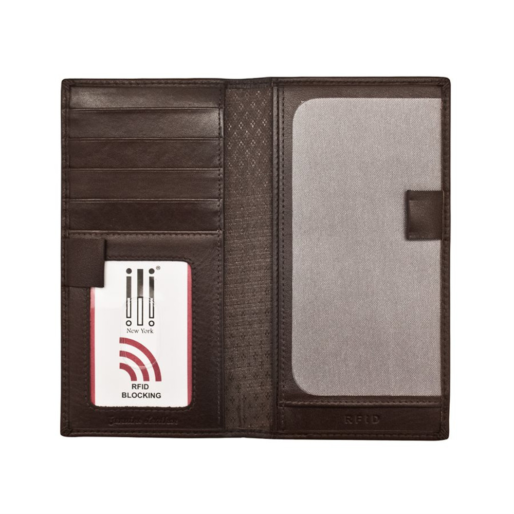 Genuine Buffalo Leather RFID Blocking Checkbook Cover Holder with