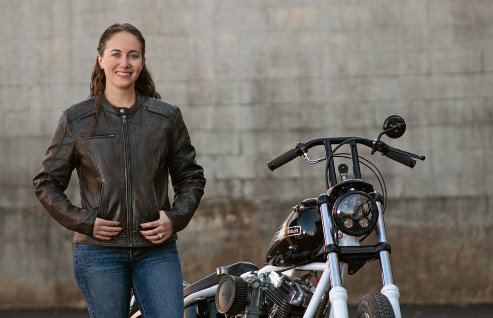   Women's Leather Motorcycle Jacket Trickster