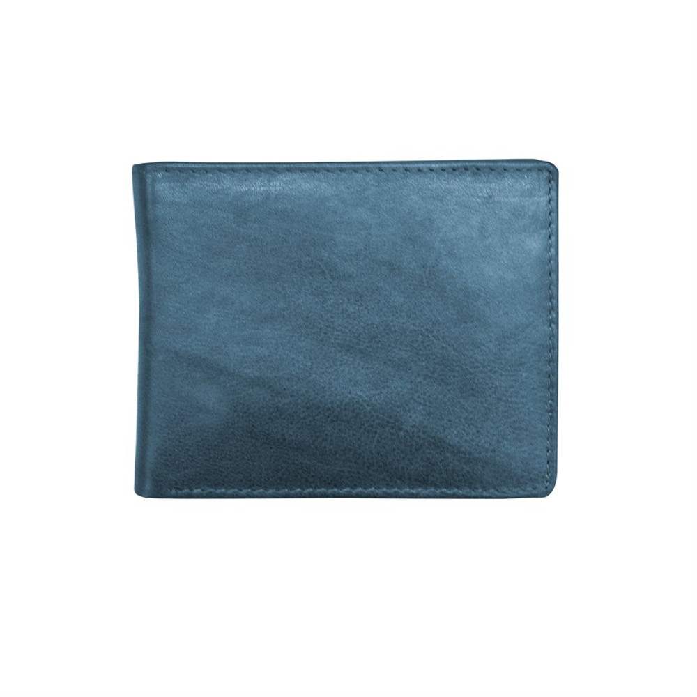 Blue Plain Mens Bi Fold Designer Leather Wallet, For Personal