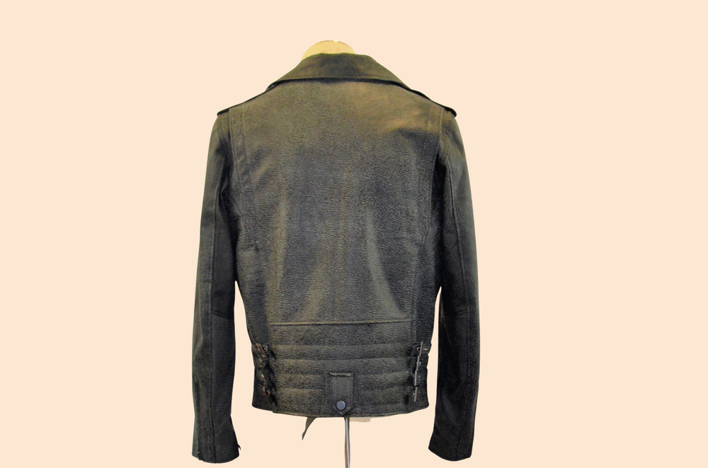 Distress Grey  Leather Moto Style 