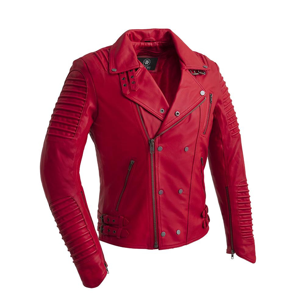 Brooklyn Moto Inspired Lather Jacket Fire red