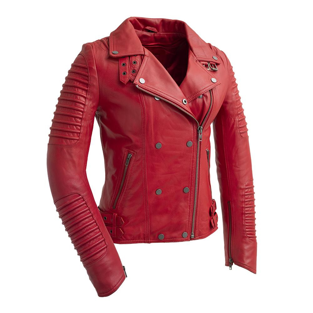 Frisco Motorcycle Easy Rider Womens Red Leather Jacket - Yazizo Wears