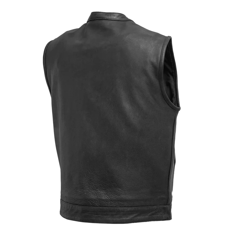 Top Rocker Black Men's Motorcycle Leather Vest