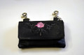 Leather Belt Bag Hip Purse Embroidered pink rose