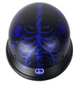 Matte Blue Novelty Helmet with Horned Skeletons