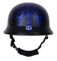 Matte Blue Novelty Helmet with Horned Skeletons