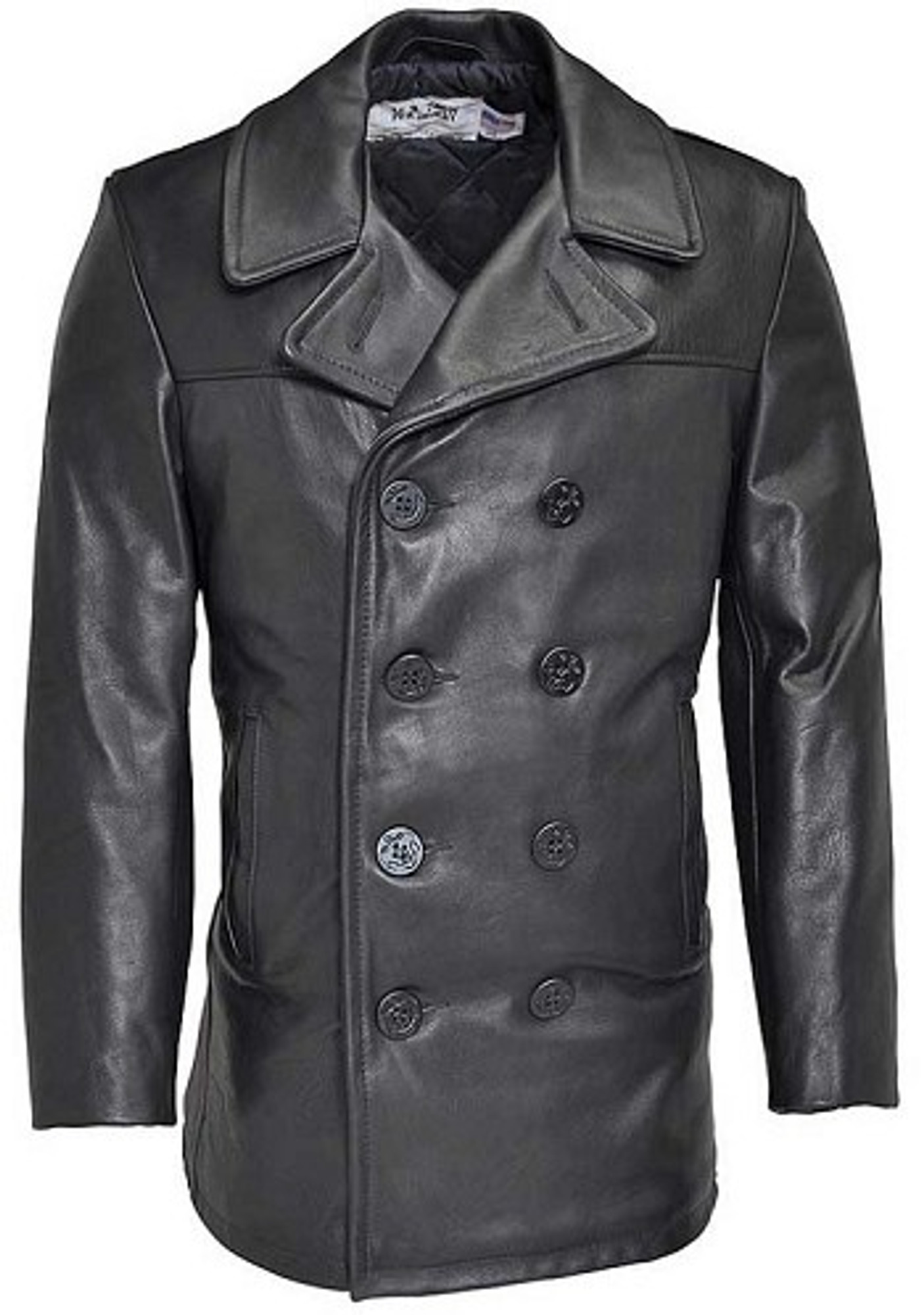 Leather hot sale peacoat mens