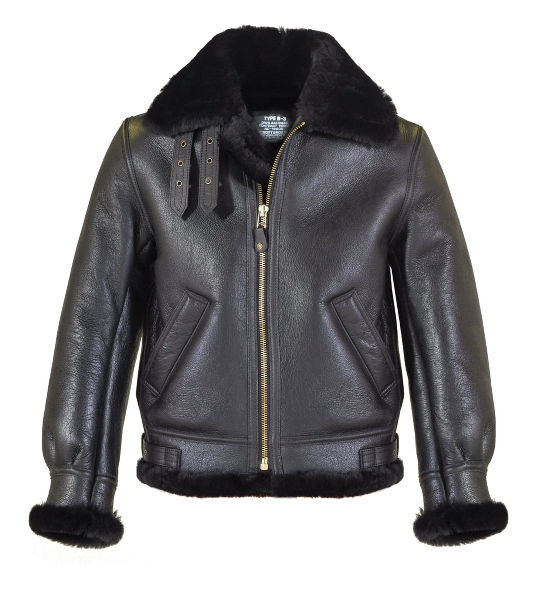 Shop Sheepskin B-3 Flight Jacket in black Online - SUNSET LEATHER