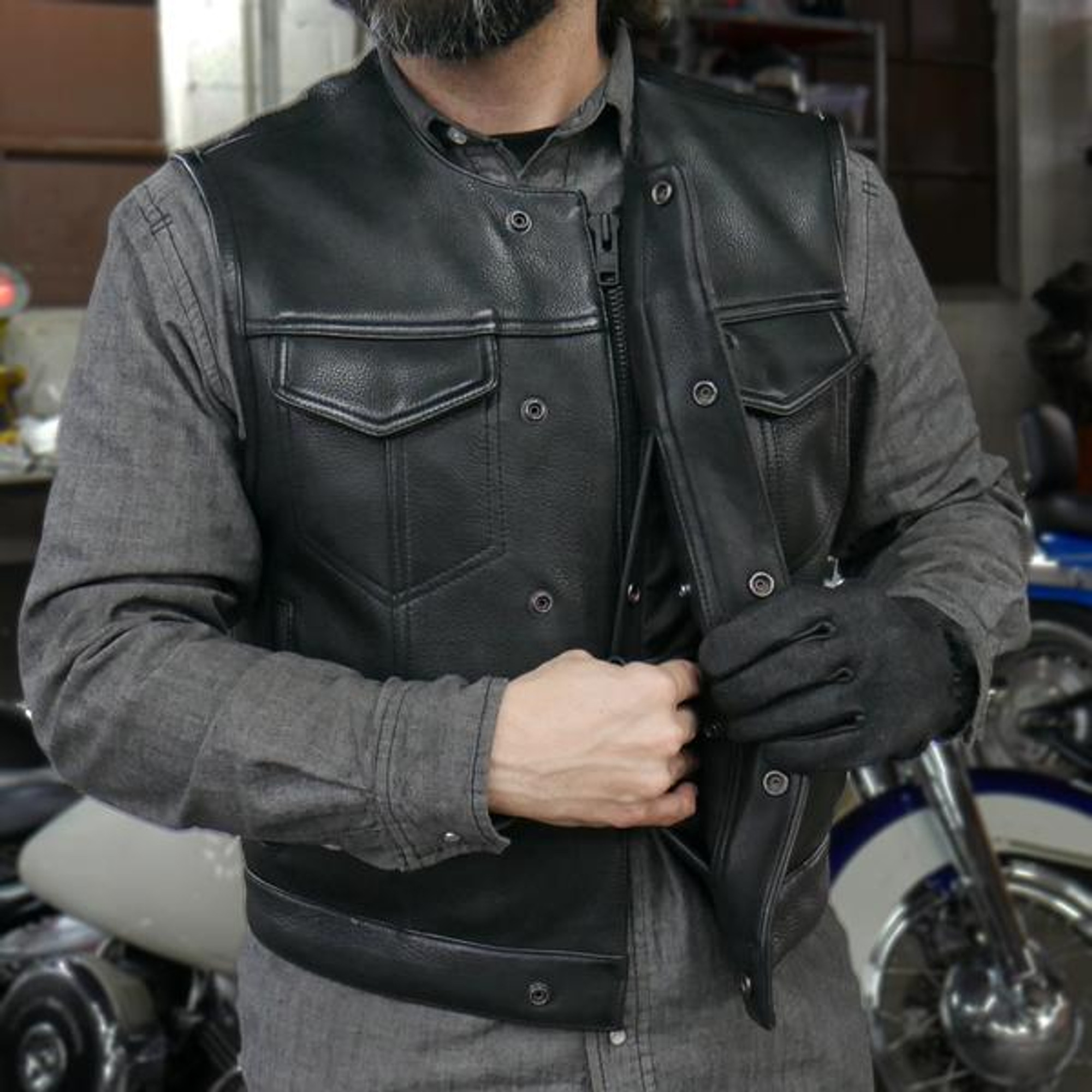 Lowside Men's Motorcycle Canvas Vest 4XL / Black