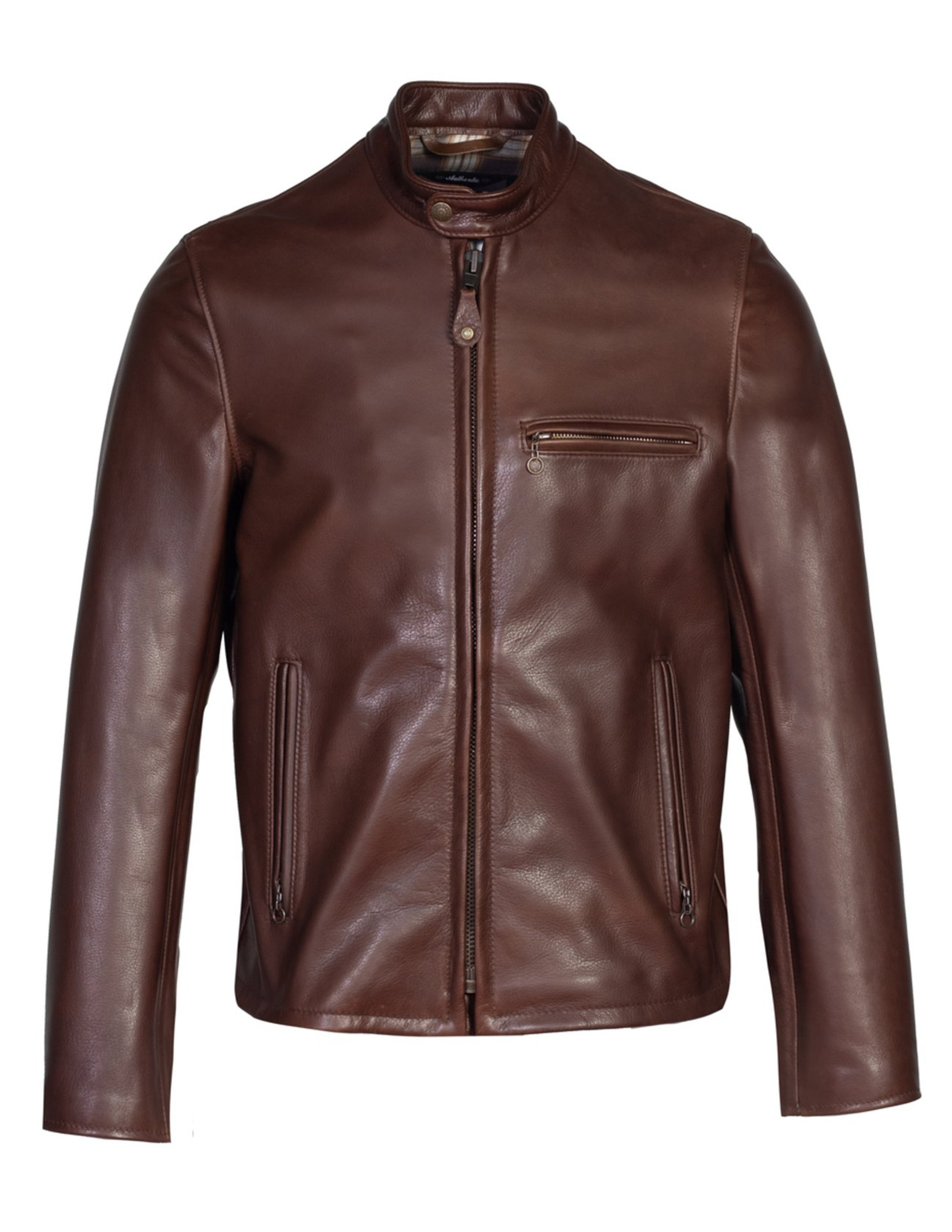 Schott NYC Waxed Natural Pebbled Cowhide Café Leather Jacket (530) - Men's  Clothing, Traditional Natural shouldered clothing, preppy apparel