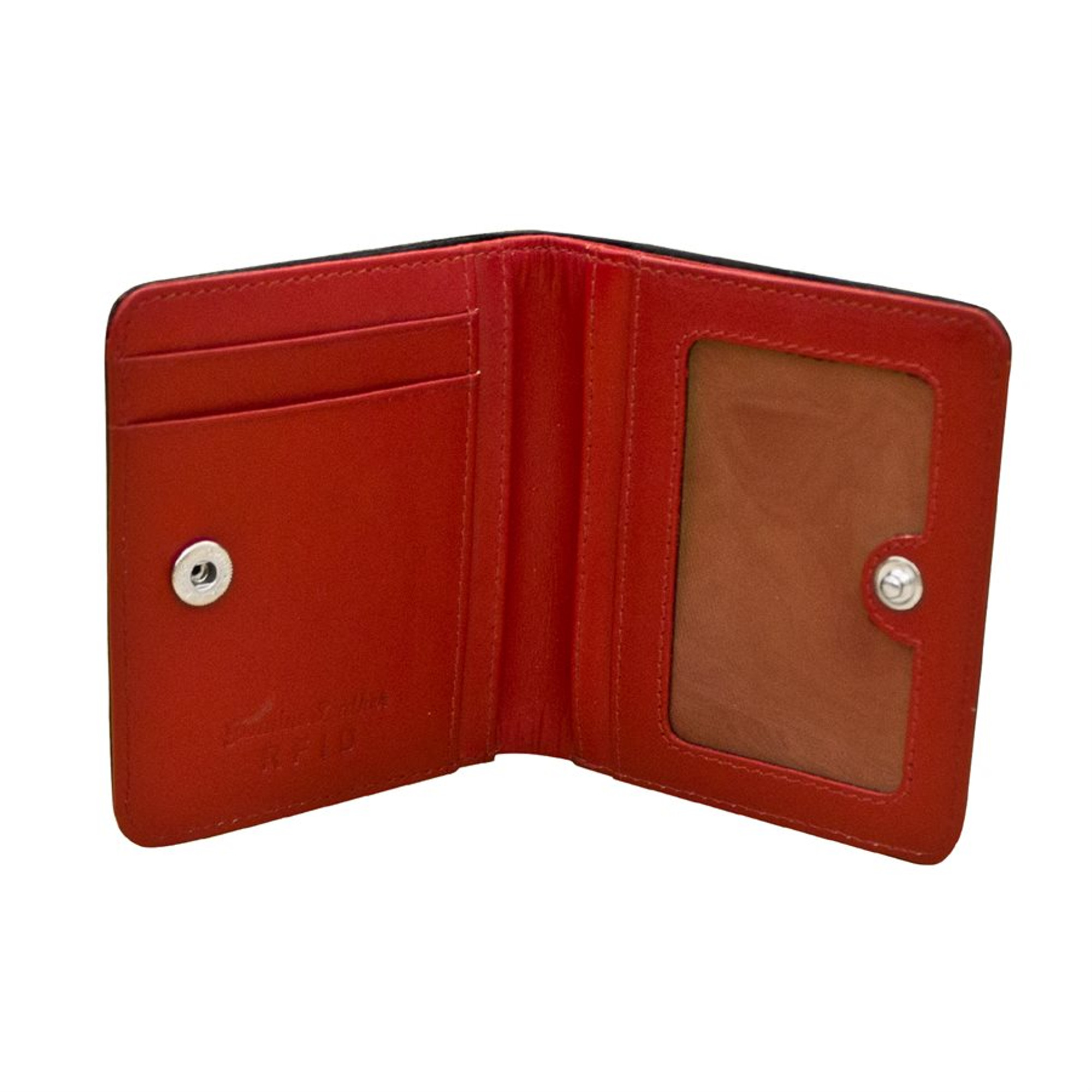 Men's RFID Blocking Leather Red Bi-fold Wallet Model : J521