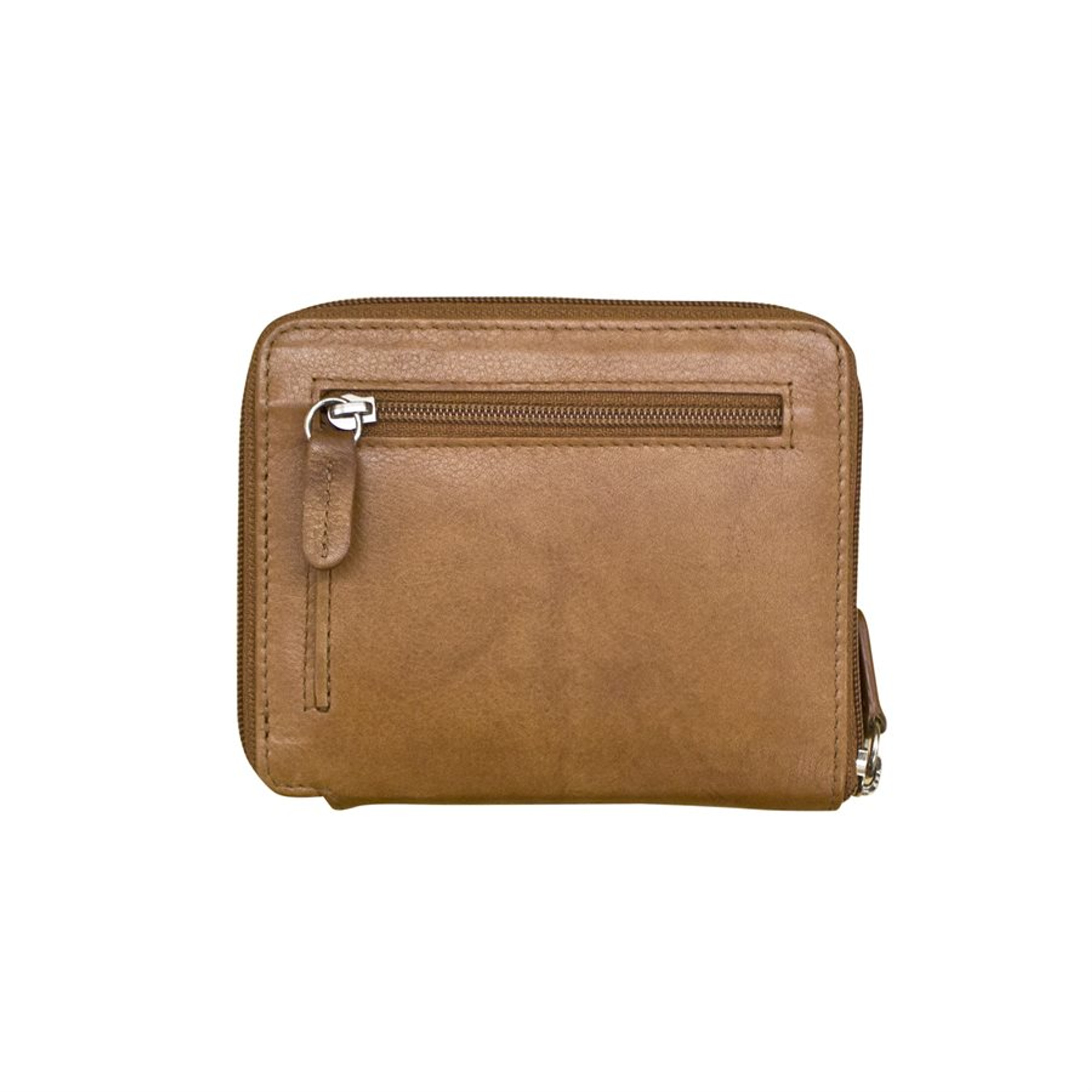 zip around wallet with RFID blocking lining. Exterior - I.D. - SUNSET  LEATHER