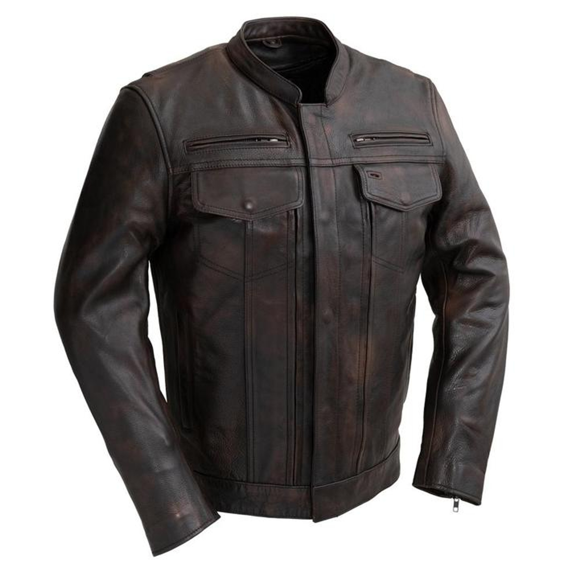 Raider Copper Naked Cowhide Motorcycle Leather Jacket