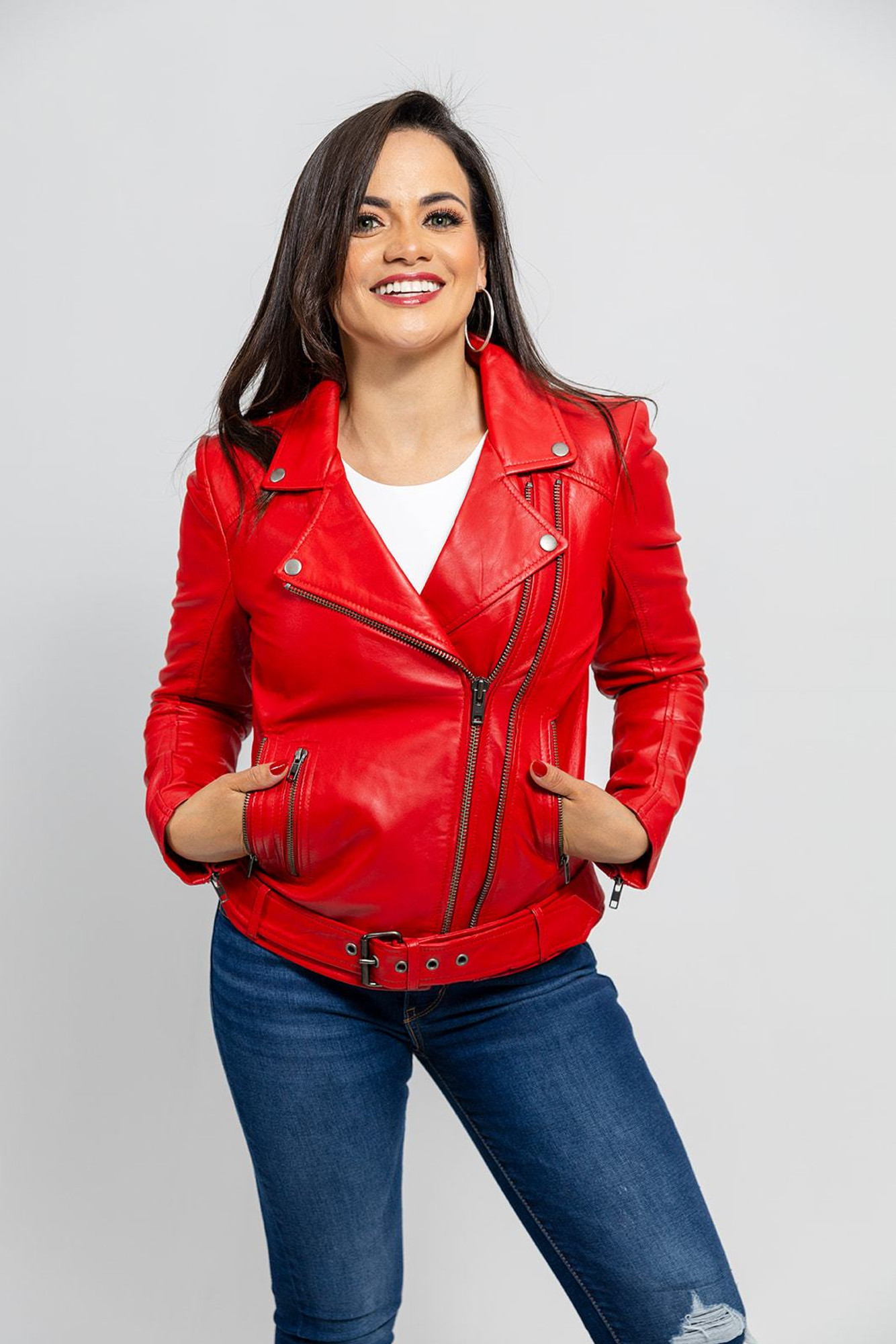 Tanners Avenue Red Leather Bomber Jacket - Women