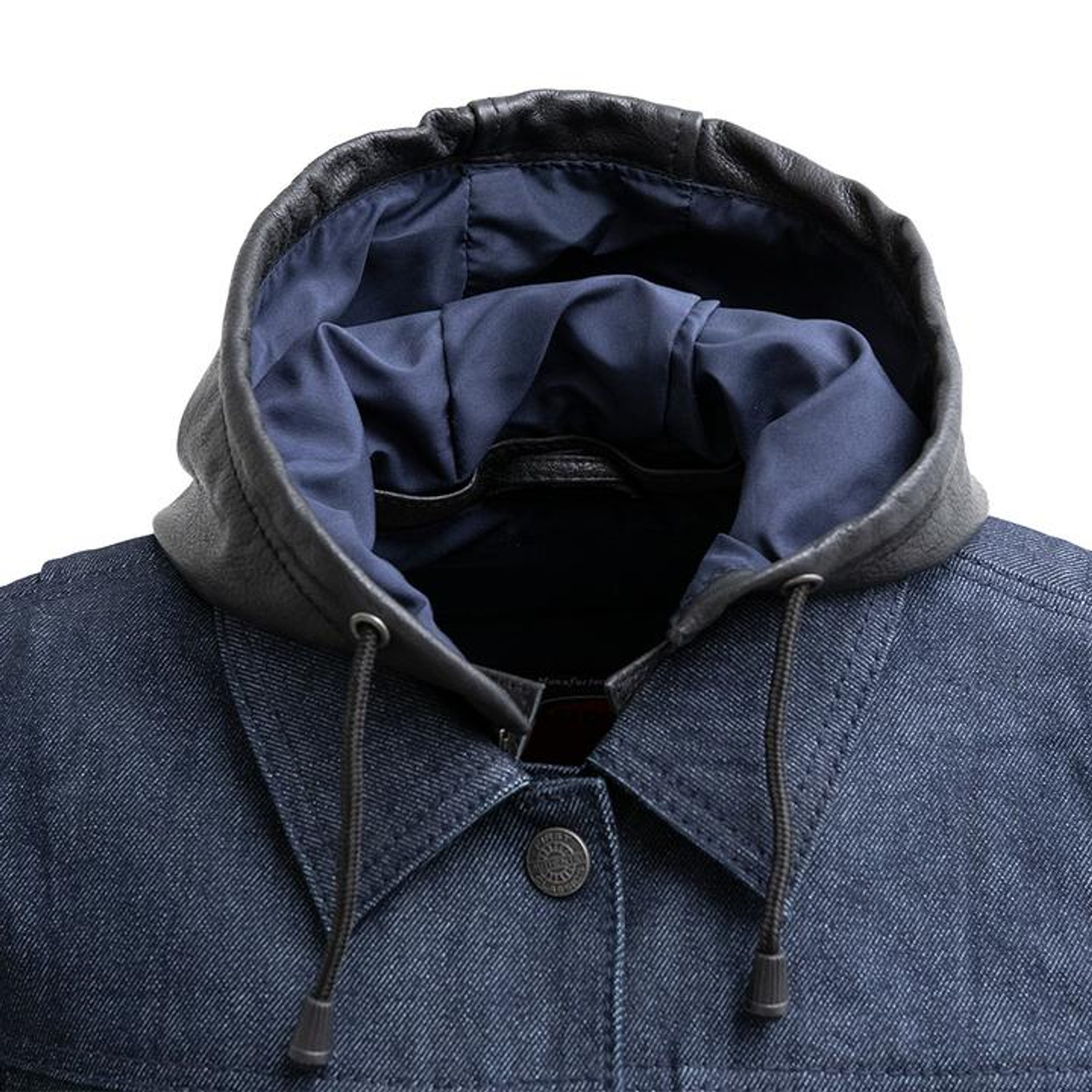 Denim Leather Jacket  Hooded Denim Leather Jacket