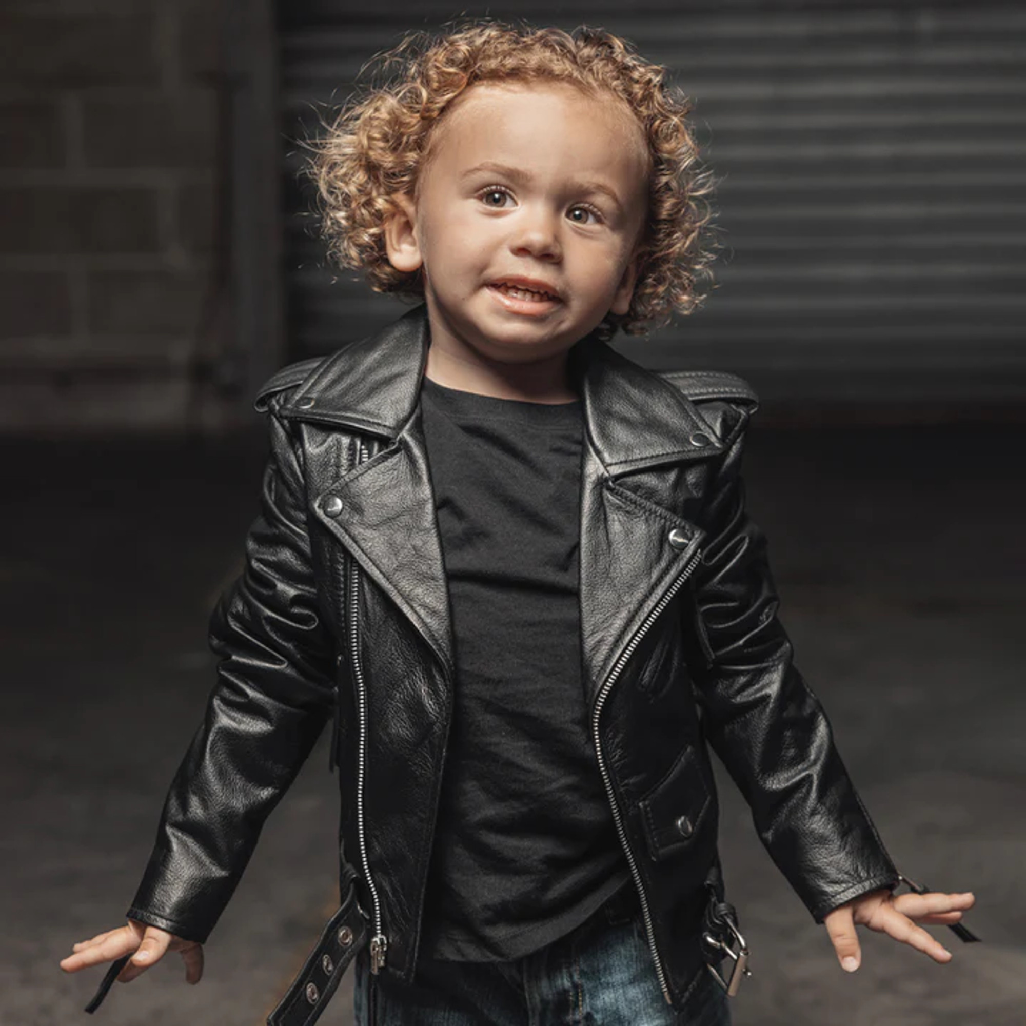 Infant leather sales biker jacket