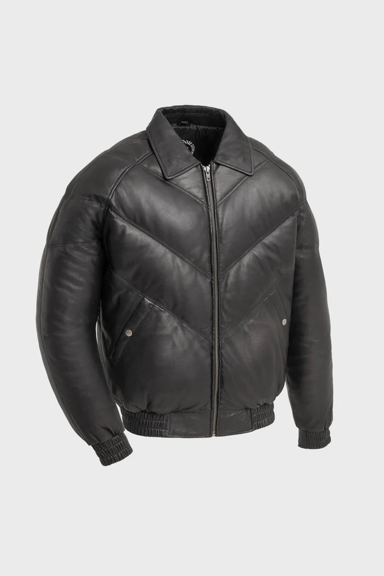 Bomber Goose Down Men's Puffer Leather Jacket