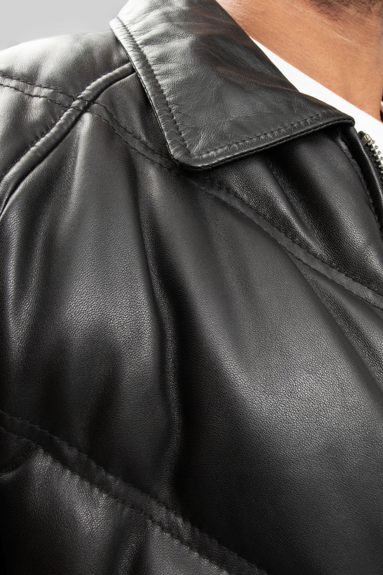 Leather goose store down bomber jacket