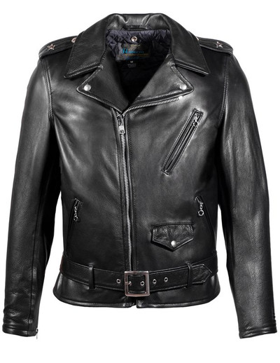 Schott NYC Waxed Natural Pebbled Cowhide Café Leather Jacket