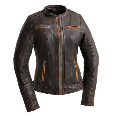 Cindy - Women's Leather Motorcycle Vest - SUNSET LEATHER