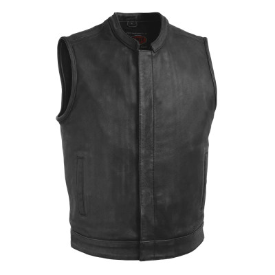 Top Rocker Black Men's Motorcycle Leather Vest