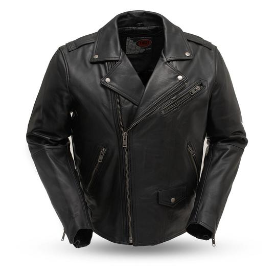 Men's Hector Black Hooded Leather Biker Jacket