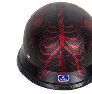 Matte Burgundy Novelty Helmet with Horned Skeletons