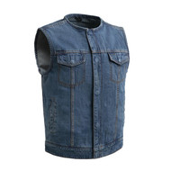 No Limit - Men's Motorcycle Blue Denim Vest 