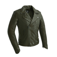 Brooklyn Moto Inspired Lather Jacket Olive