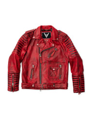 Custom Order To Make  Men's Burnished Red Motorcycle Leather Jacket 