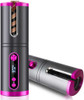 Portable Wireless Automatic Hair Curler for Travel with LED Temperature Display, Timer and USB Rechargeable (Pink)