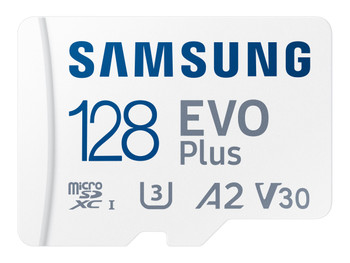 SAMSUNG (EVO PLUS) 128GB MICRO SD CARD, w/ADAPTER, CL10, UP TO 130R MB/s, 10YR WTY