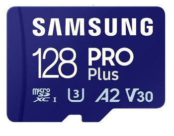 SAMSUNG (PRO PLUS) 128GB MICRO SD w/ ADAPTER, CL10, 180R/130WMB/s, 10YR WTY