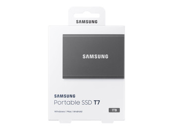 SAMSUNG T7 1TB PORTABLE USB-C SSD, UP TO 1050MBs R/W, GREY, USB-C, 3YR WTY