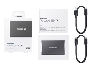 SAMSUNG T7 2TB PORTABLE USB-C SSD, UP TO 1050MBs R/W, GREY, USB-C, 3YR WTY SAMSUNG T7 2TB PORTABLE USB-C SSD, UP TO 1050MBs R/W, GREY, USB-C, 3YR WTY