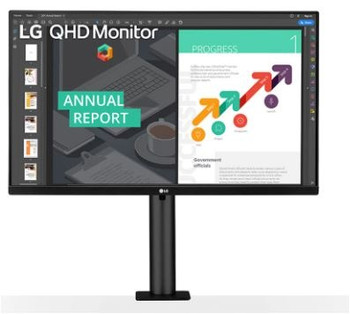 LG 27" (16:9) QHD IPS LED, HDMI(2), DP, USB(2), SPKR, USB-C, ERGO STAND, 3YR