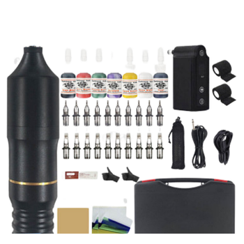 Rotary Tattoo Pen Kit 1 Wireless Motor Tattoo Machine 7 Inks 20 Needles 1Battery