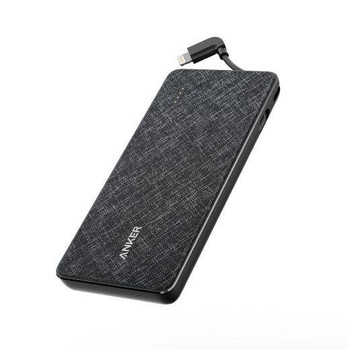 Anker PowerCore+ 10000mAh Power Bank with Lightning Cable – Black Fabric
