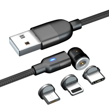 540° Rotate 3 in1 Magnetic Charging Cable for USB-C i-Product MicroUSB Fast Charging  Compatible with  most IOS & Android devices (1 Meter ))